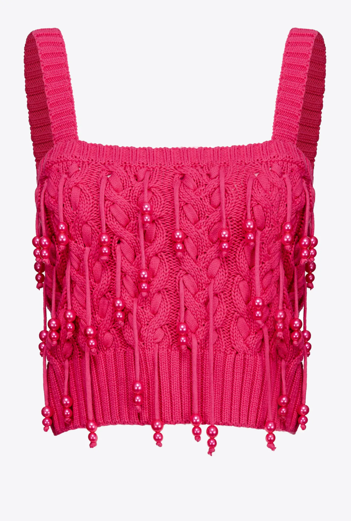 Topwear|PINKO Top En Maille A Perles Rouge Framboise