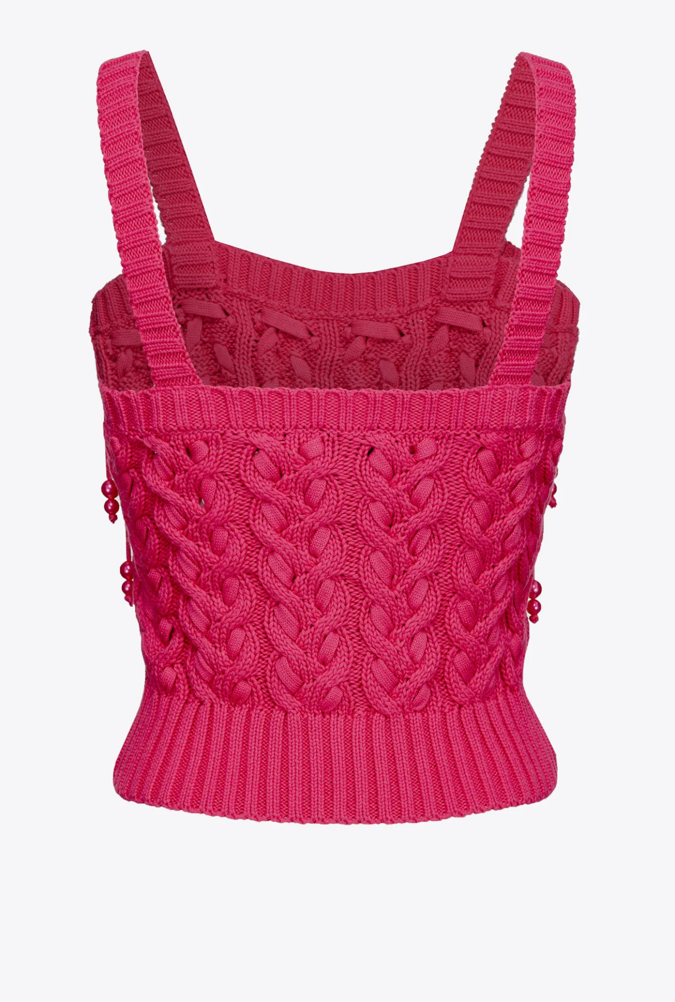 Topwear|PINKO Top En Maille A Perles Rouge Framboise