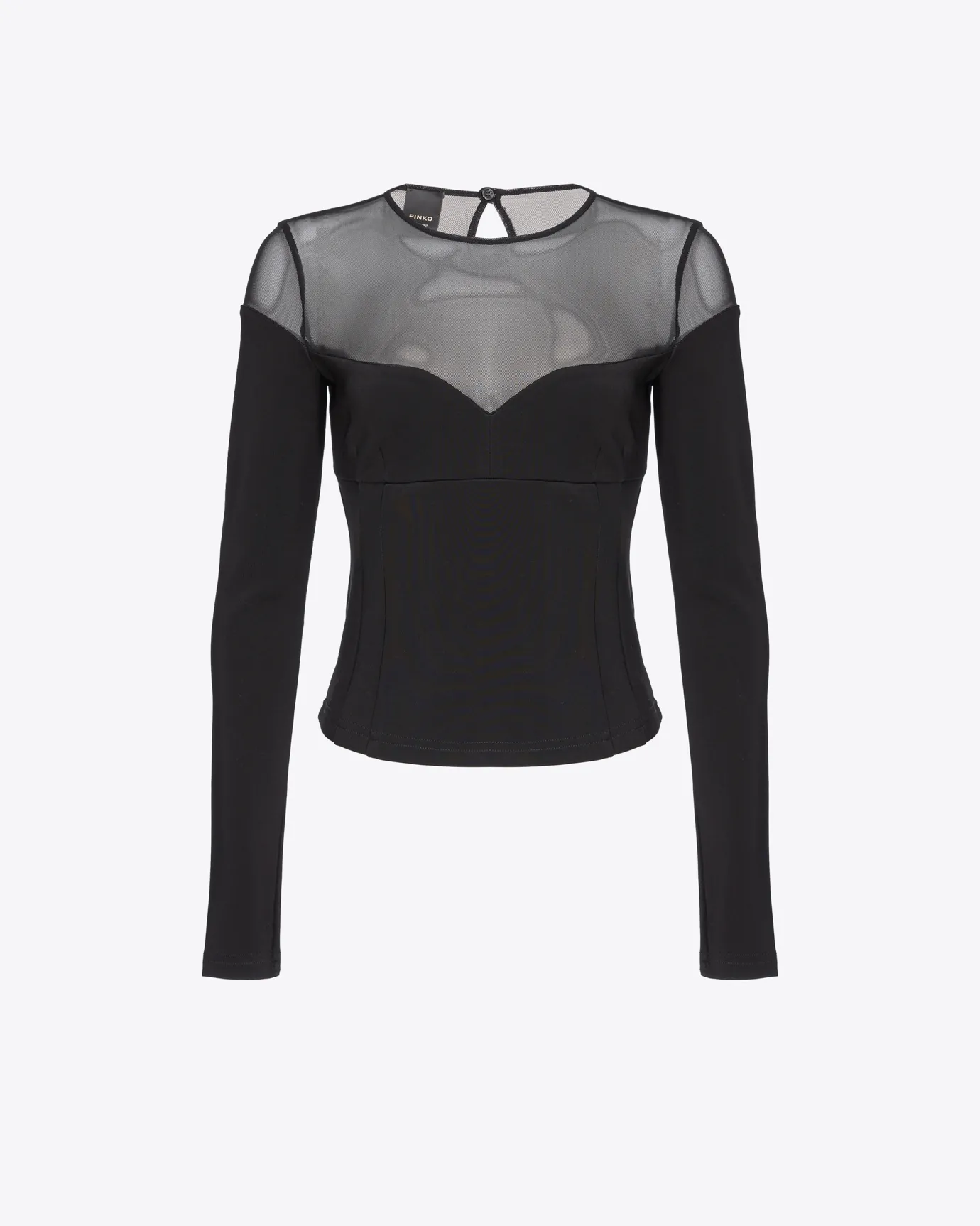 Topwear|PINKO Top En Neoprene Et Tulle Noir Limousine