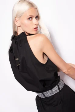 Tailleurs Et Ensembles|PINKO Top En Popeline Noir Limousine