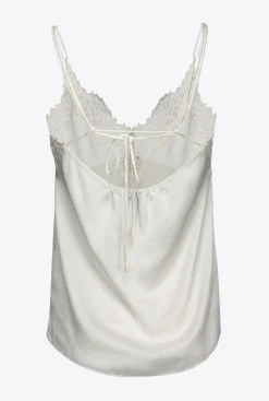 Topwear|PINKO Top En Satin Et Dentelle Blanc Nimbus
