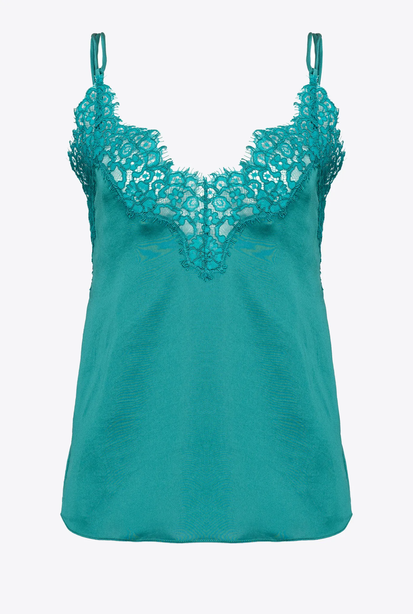 Topwear|PINKO Top En Satin Et Dentelle Vert Parachute