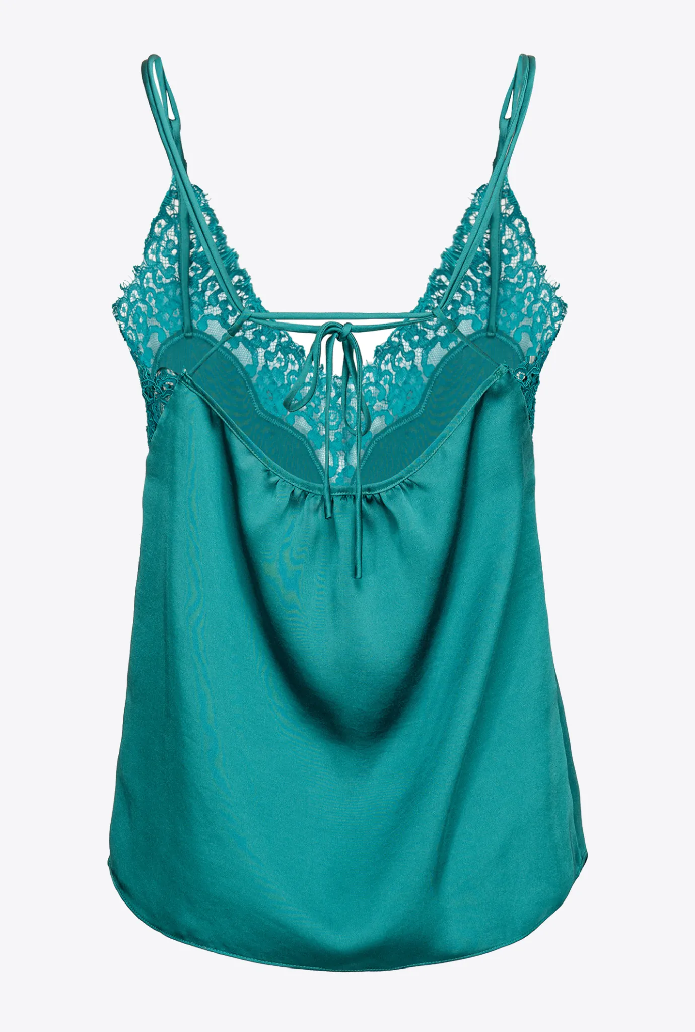 Topwear|PINKO Top En Satin Et Dentelle Vert Parachute