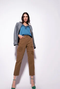 Topwear|PINKO Top En Satin Et Dentelle Bleu Marocain