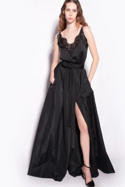 Topwear|PINKO Top En Satin Et Dentelle Noir Limousine