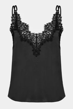 Topwear|PINKO Top En Satin Et Dentelle Noir Limousine