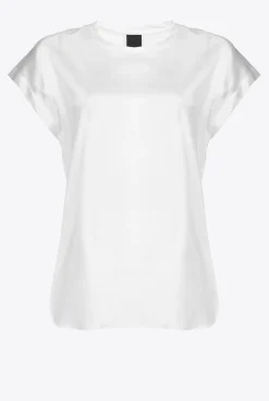 Chemises Et Blouses|PINKO Top En Satin Stretch Blanc Brill.