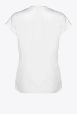 Chemises Et Blouses|PINKO Top En Satin Stretch Blanc Brill.