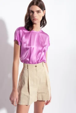 Chemises Et Blouses|PINKO Top En Satin Stretch Opera Mauve