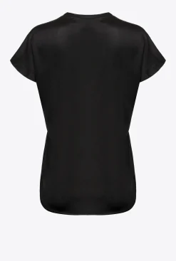 Chemises Et Blouses|PINKO Top En Satin Stretch Noir Limousine