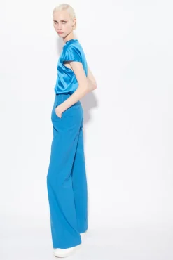 Topwear|PINKO Top En Satin Stretch Bleu Directoire