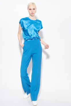 Topwear|PINKO Top En Satin Stretch Bleu Directoire