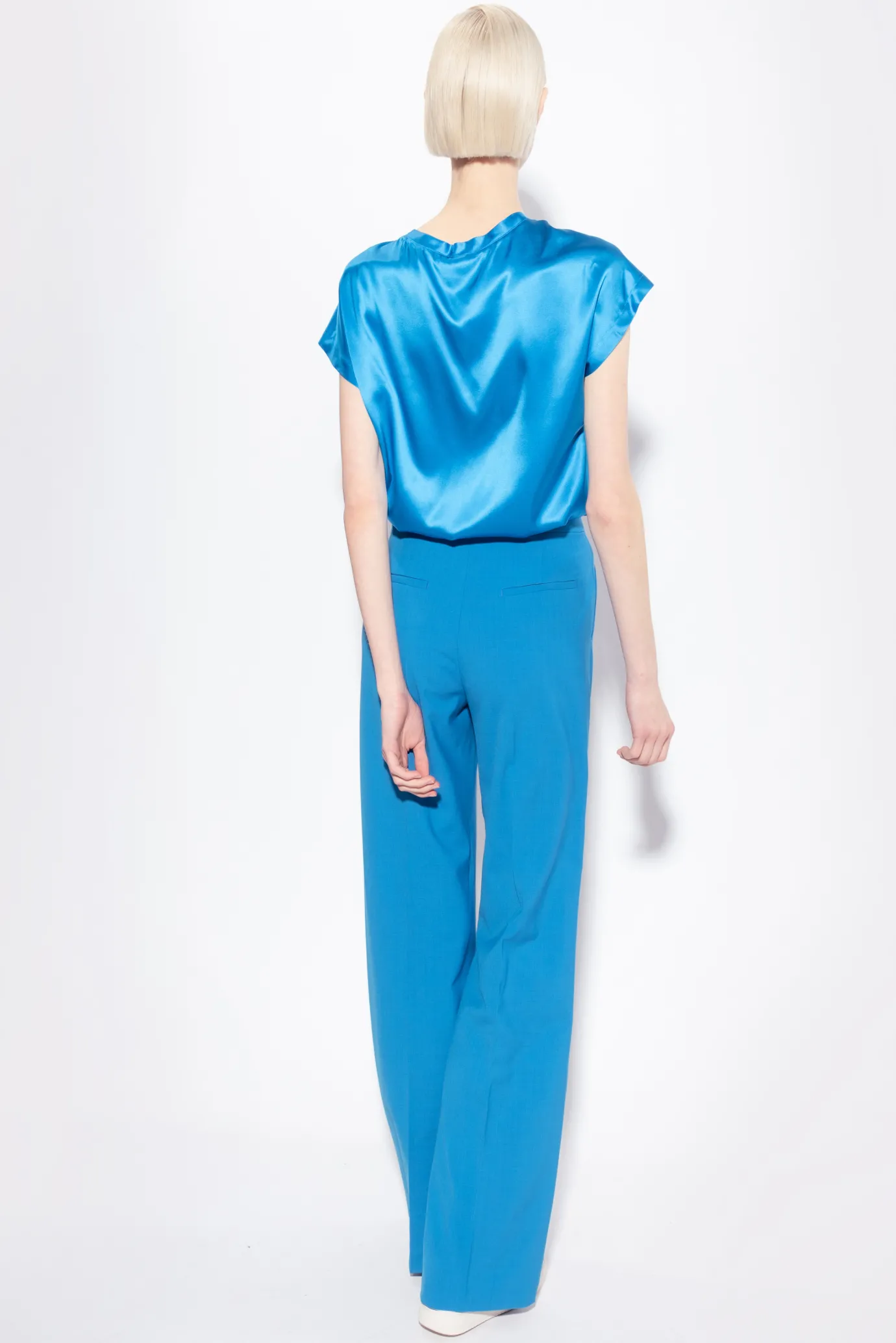 Topwear|PINKO Top En Satin Stretch Bleu Directoire