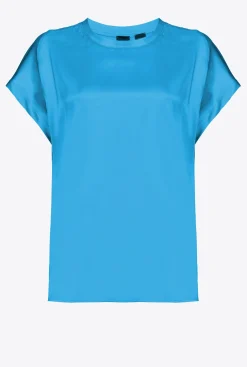 Topwear|PINKO Top En Satin Stretch Bleu Directoire