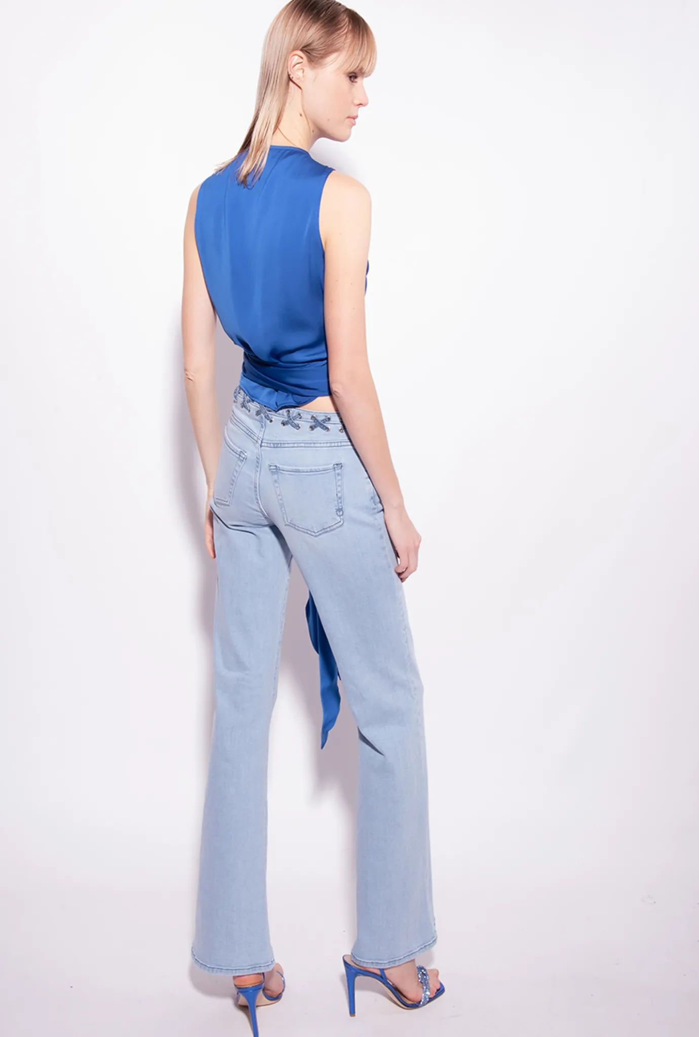 Topwear|PINKO Top Fluide Ceinture Bleu Surf Sur Le Web