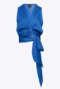Topwear|PINKO Top Fluide Ceinture Bleu Surf Sur Le Web