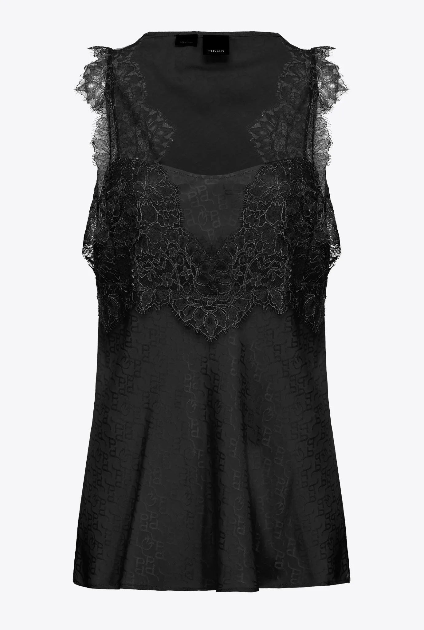 Topwear|PINKO Top Jacquard A Logo En Dentelle Noir Limousine