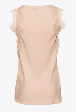Topwear|PINKO Top Jacquard A Logo En Dentelle Nude - Rose