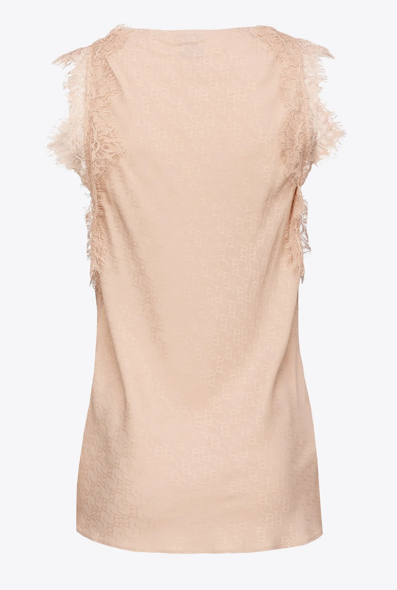 Topwear|PINKO Top Jacquard A Logo En Dentelle Nude - Rose