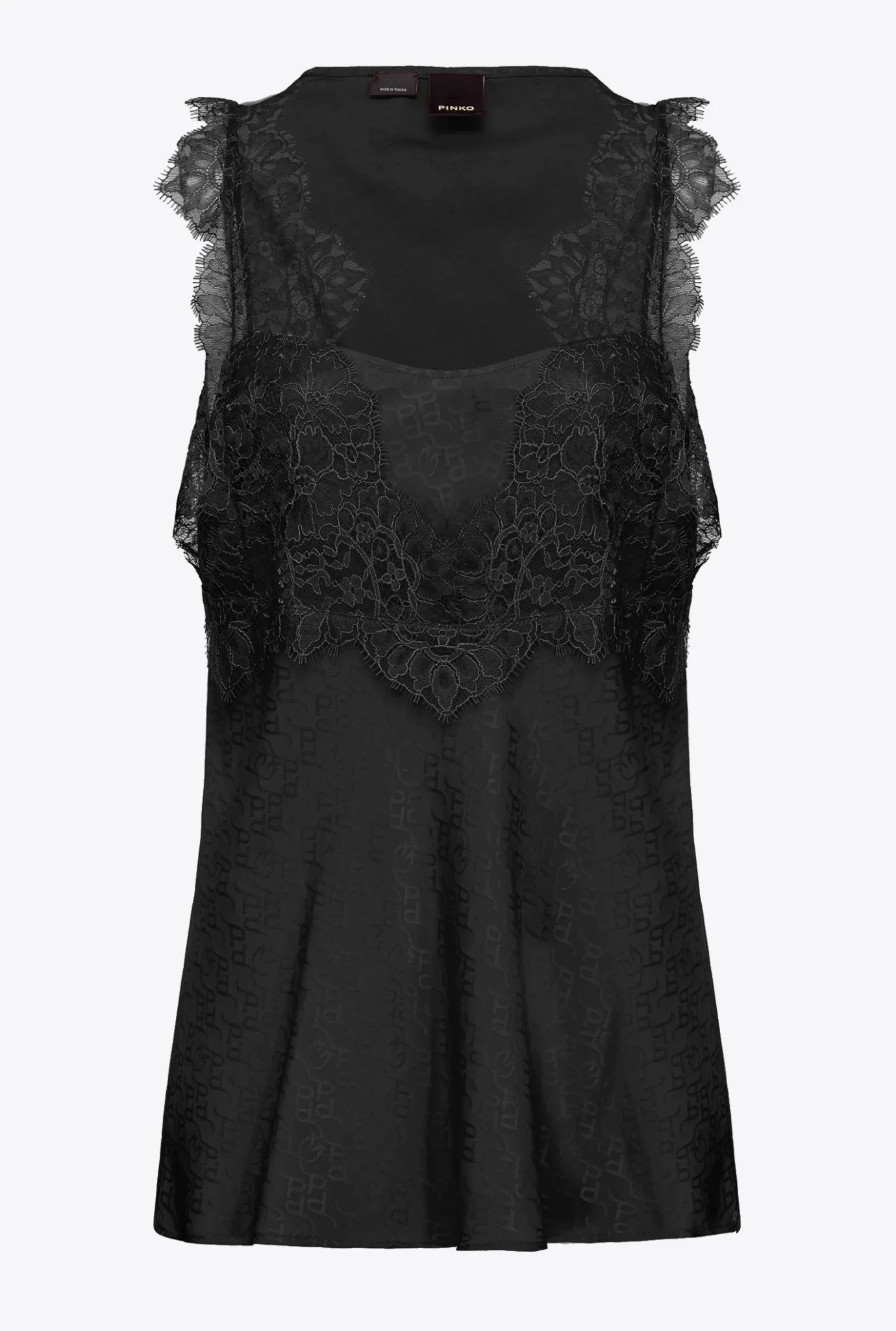 Topwear|PINKO Top Jacquard A Logo En Dentelle Noir Limousine