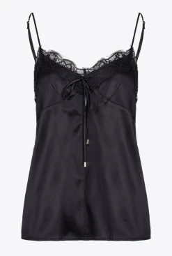 Tailleurs Et Ensembles|PINKO Top Lingerie A Dentelle Noir Limousine