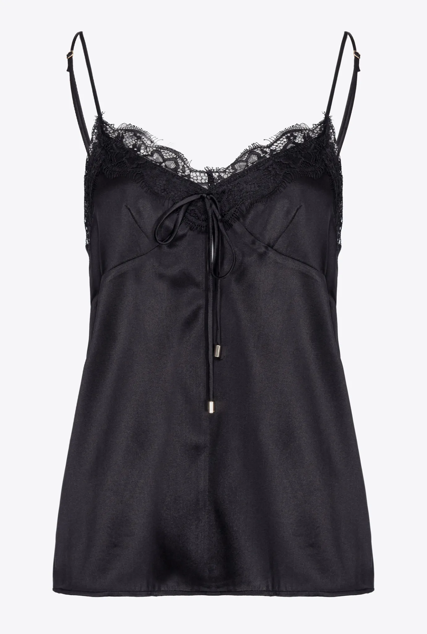 Tailleurs Et Ensembles|PINKO Top Lingerie A Dentelle Noir Limousine