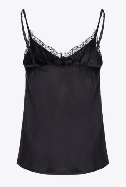 Tailleurs Et Ensembles|PINKO Top Lingerie A Dentelle Noir Limousine