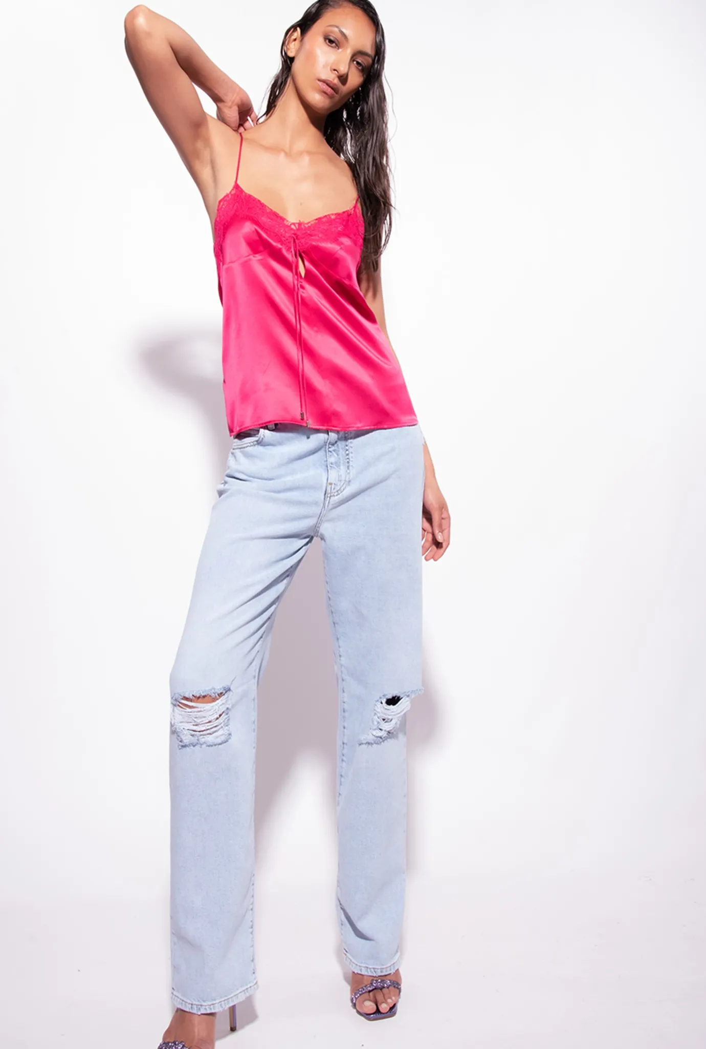 Topwear|PINKO Top Lingerie A Dentelle Rose Rouge