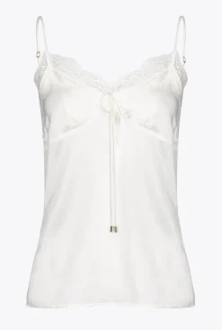 Topwear|PINKO Top Lingerie A Dentelle Blanc-Blanche-Neige