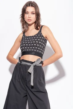 Tailleurs Et Ensembles|PINKO Top Monogram Noir/Creme