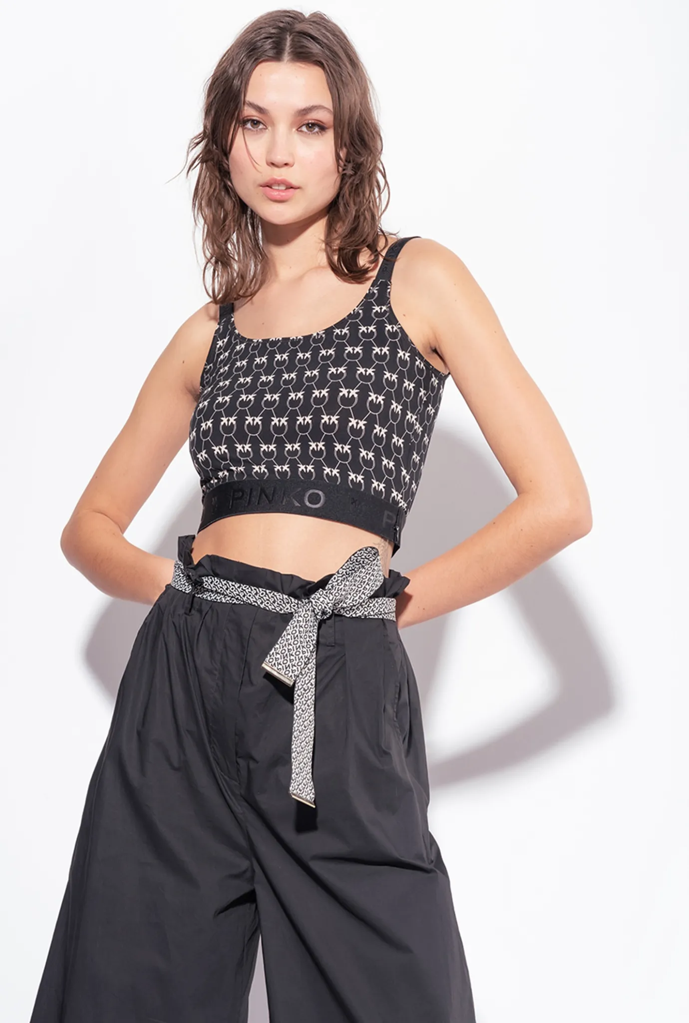 Tailleurs Et Ensembles|PINKO Top Monogram Noir/Creme