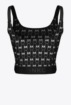 Tailleurs Et Ensembles|PINKO Top Monogram Noir/Creme
