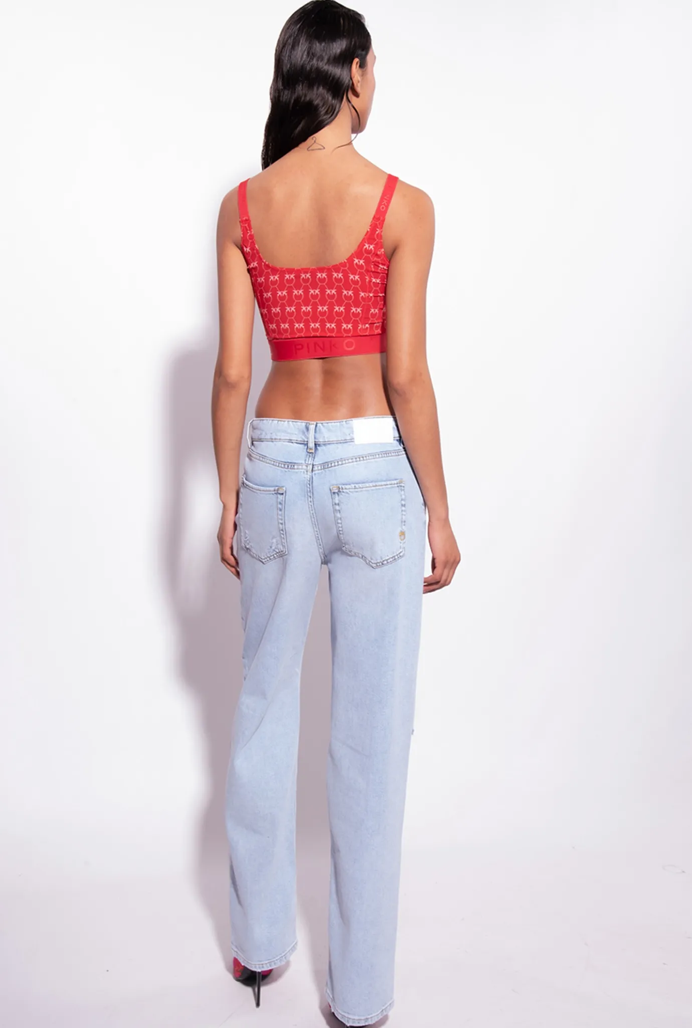 Tailleurs Et Ensembles|PINKO Top Monogram Rouge/Rose