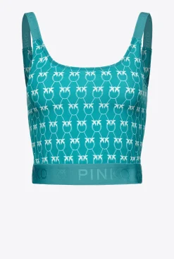 Topwear|PINKO Top Monogram Vert D’Eau/Vert