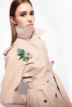 Vêtements D'extérieur|PINKO Trench Brode Beige Safari