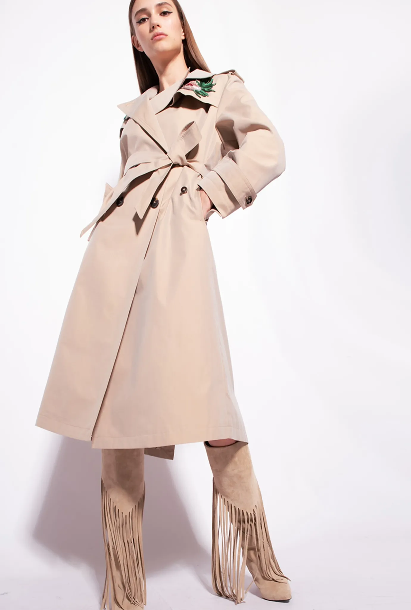 Vêtements D'extérieur|PINKO Trench Brode Beige Safari