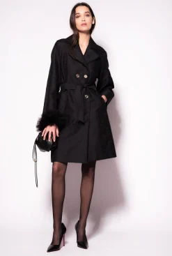 Vêtements D'extérieur|PINKO Trench En Jacquard A Logo Noir Limousine