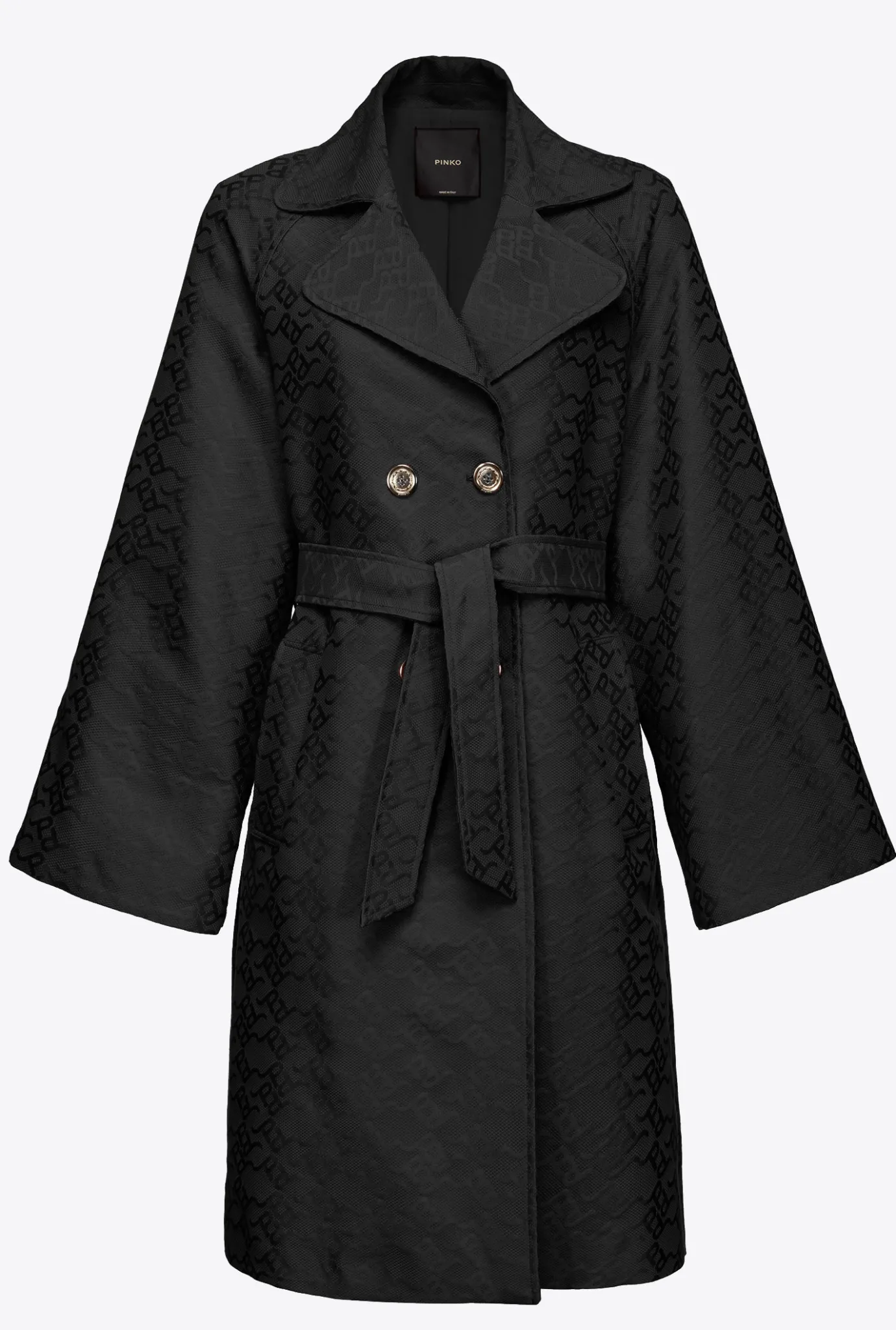 Vêtements D'extérieur|PINKO Trench En Jacquard A Logo Noir Limousine