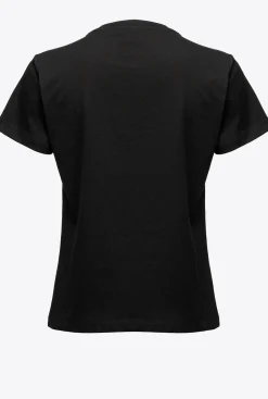 Topwear|PINKO T-Shirt A Broderie Love Birds Noir Limousine