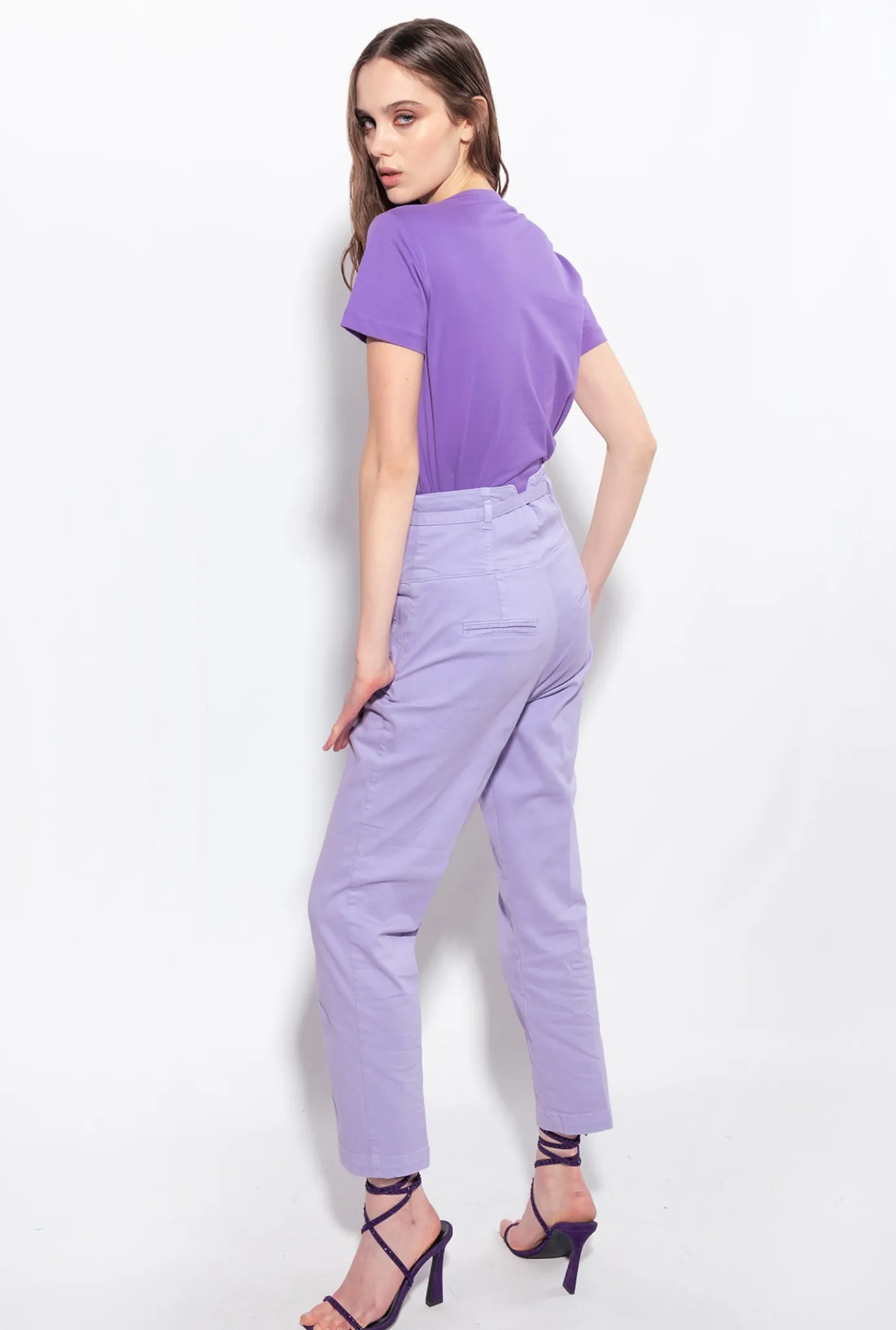 Tailleurs Et Ensembles|PINKO T-Shirt A Broderie Love Birds Lilas Lavande