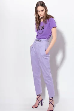 Tailleurs Et Ensembles|PINKO T-Shirt A Broderie Love Birds Lilas Lavande