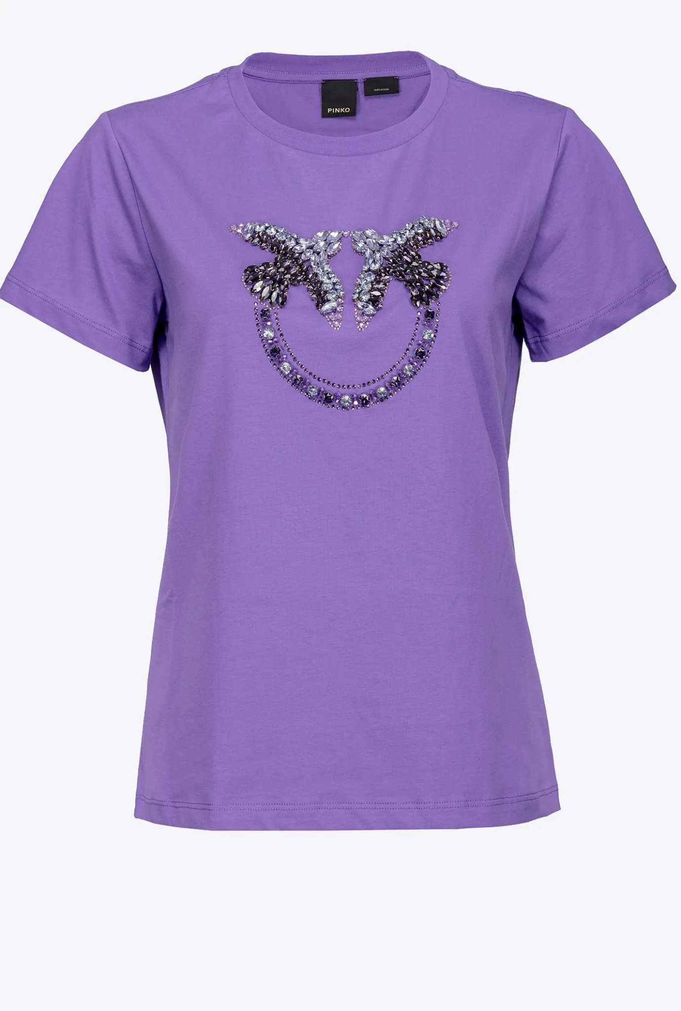 Tailleurs Et Ensembles|PINKO T-Shirt A Broderie Love Birds Lilas Lavande