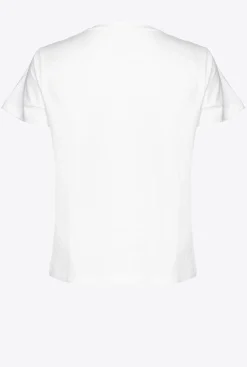 Topwear|PINKO T-Shirt A Broderie Love Birds Blanc Nimbus
