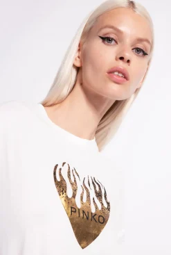 Topwear|PINKO T-Shirt A Imprime Coeur Blanc Soie