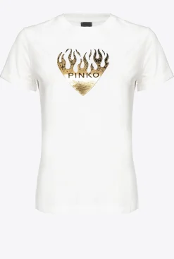 Topwear|PINKO T-Shirt A Imprime Coeur Blanc Soie