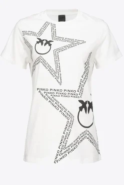 Topwear|PINKO T-Shirt A Logo Etoile Blanc Soie