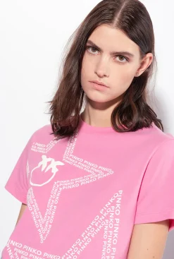 Topwear|PINKO T-Shirt A Logo Etoile Rose-Convolvus