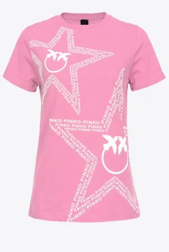 Topwear|PINKO T-Shirt A Logo Etoile Rose-Convolvus