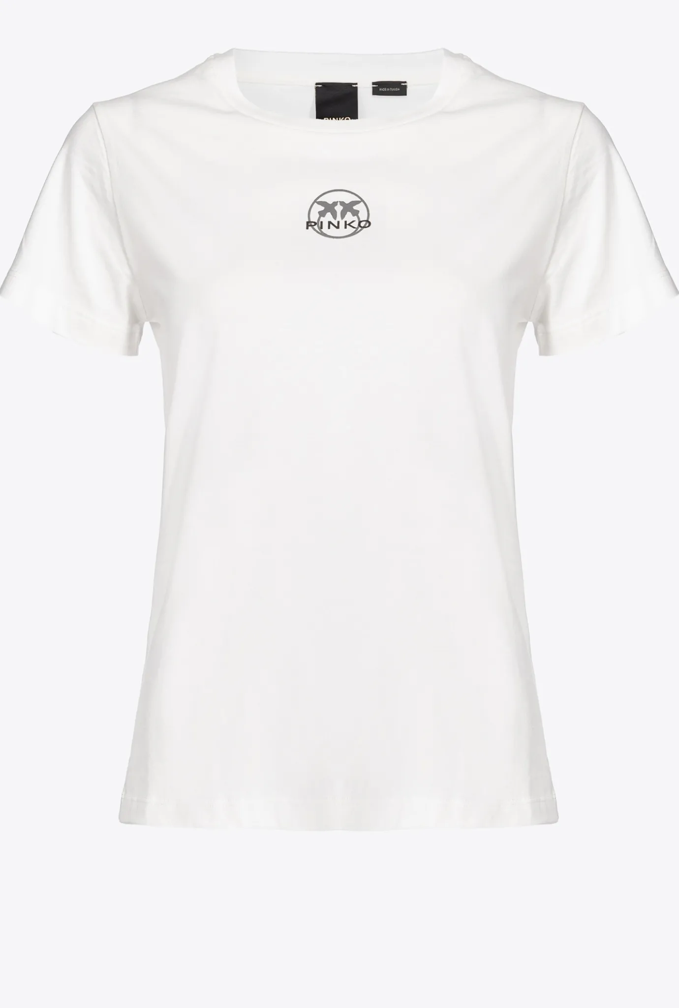 Topwear|PINKO T-Shirt A Logo Imprime Blanc Soie