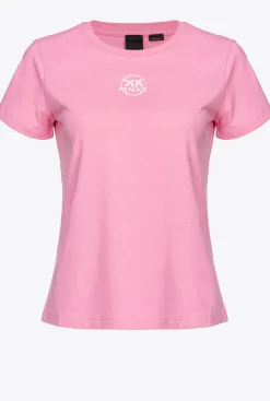 Topwear|PINKO T-Shirt A Logo Imprime Rose-Convolvus